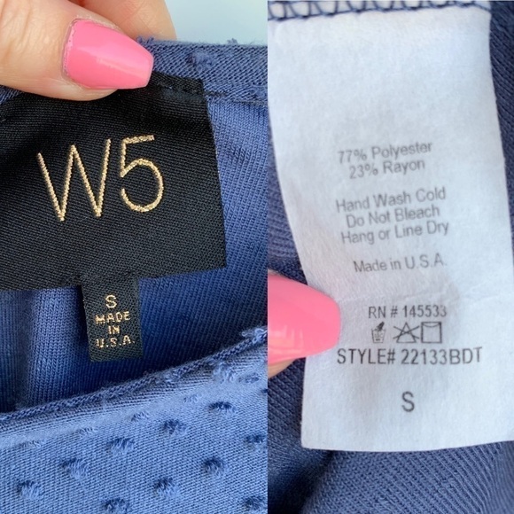 W5 Anthro Blue Swiss Dot Polkadot Textured Bell Sleeve Blouse Size Small - Picture 3 of 14